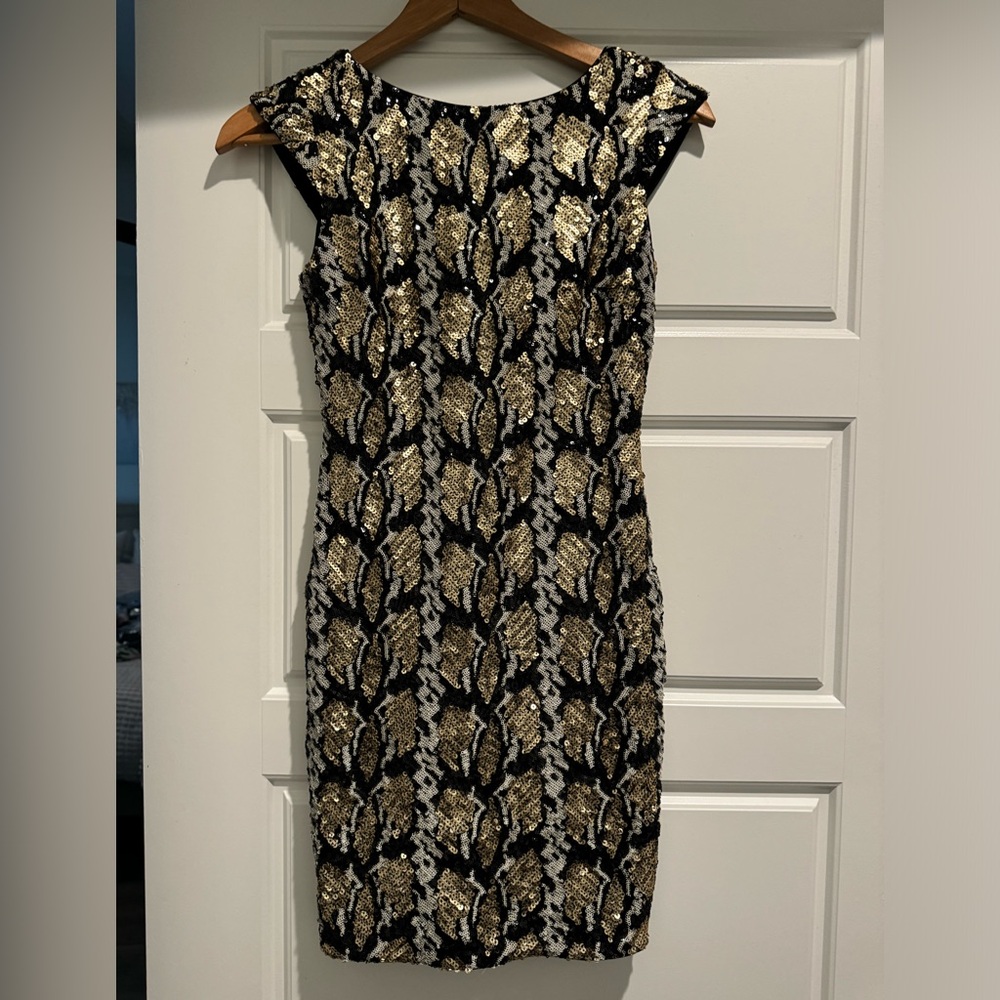 Black and Gold Sequin Dress